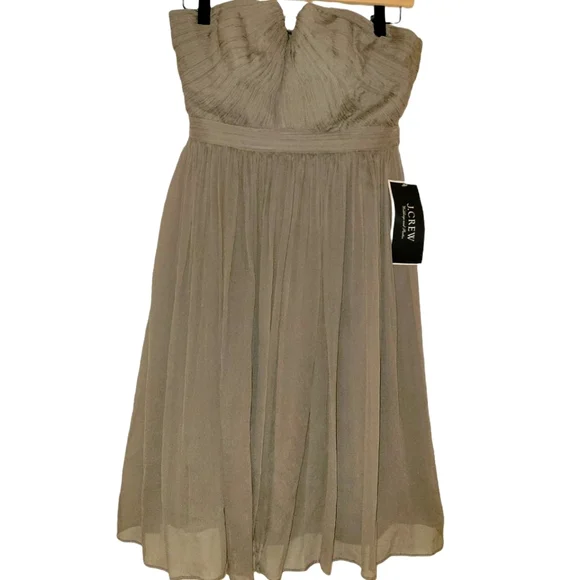 J. Crew | Dresses | Jcrew Wedding Or Party Dress Nwt Strapless Vneck Gray  Flowy Womens | Poshmark